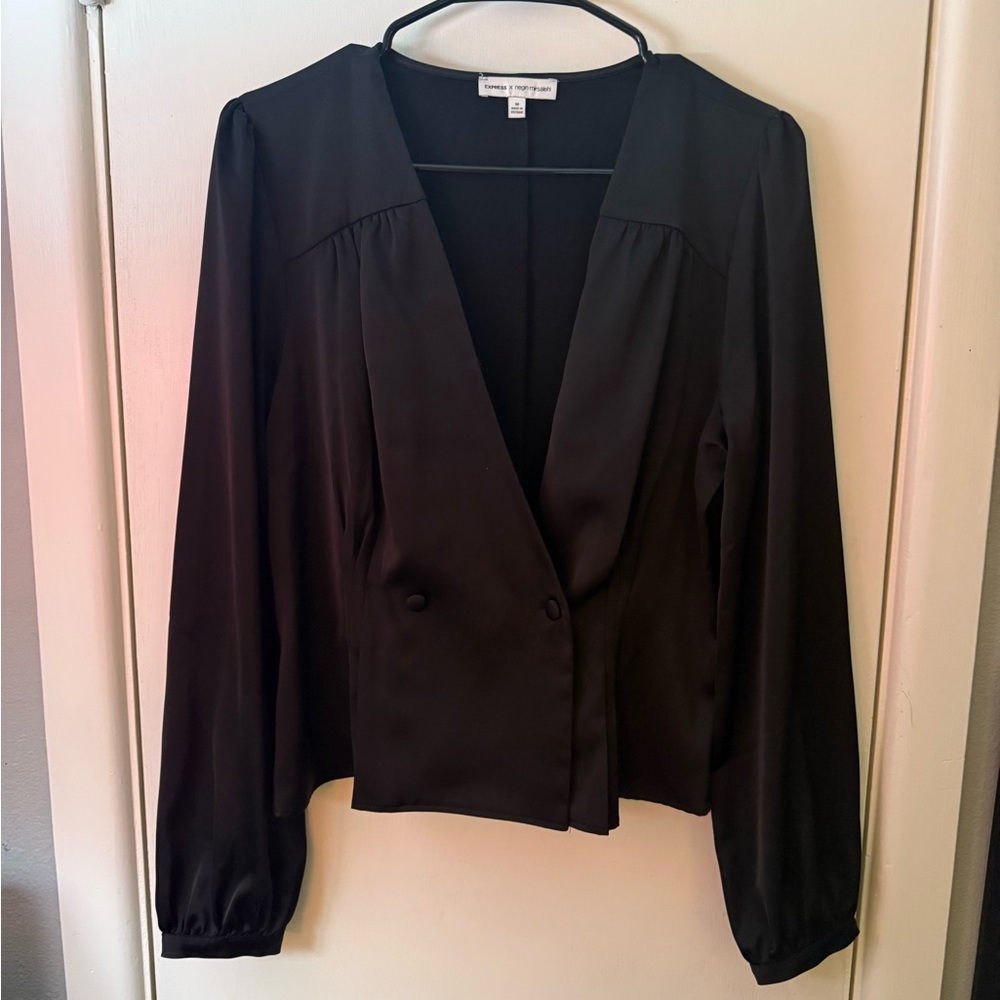 Express Black Satin Feel Blouse